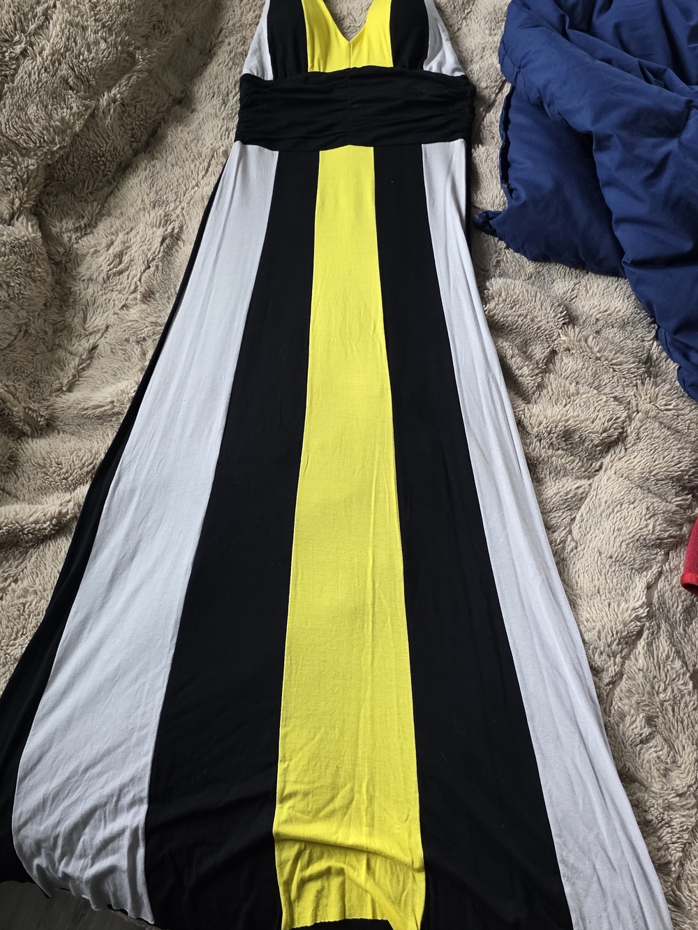 Women’s Colorblock Maxi Dress Yellow, Black & White